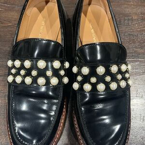 Black Pearl-Embellished Loafers